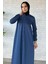 Boydan Düğmeli Cepli Tesettür Elbise P-00013105 2