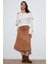 Streç Regular Fit Yüksek Bel Midi Boy Süet Çan Etek Bayan Etek 5866180 1
