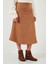Streç Regular Fit Yüksek Bel Midi Boy Süet Çan Etek Bayan Etek 5866180 2