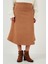 Streç Regular Fit Yüksek Bel Midi Boy Süet Çan Etek Bayan Etek 5866180 3