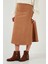 Streç Regular Fit Yüksek Bel Midi Boy Süet Çan Etek Bayan Etek 5866180 4