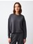 Antrasit Rahat Kesim Bisiklet Yaka Uzun Kollu Örme Sweatshirt 1
