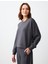 Antrasit Rahat Kesim Bisiklet Yaka Uzun Kollu Örme Sweatshirt 3