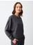 Antrasit Rahat Kesim Bisiklet Yaka Uzun Kollu Örme Sweatshirt 4