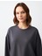 Antrasit Rahat Kesim Bisiklet Yaka Uzun Kollu Örme Sweatshirt 5