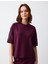 Sumak Bisiklet Yaka Düz Kesim Kısa Kollu Örme Sweatshirt 1