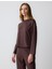 Acı Kahve Bisiklet Yaka Uzun Kollu Taş Baskılı Sweatshirt 3