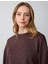 Acı Kahve Bisiklet Yaka Uzun Kollu Taş Baskılı Sweatshirt 5