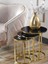 4 Lü Siyah Temperli Kırılmaz Cam Gold Metal Ayaklı Cam C Model Sehpa Takımı (Zigon ve Orta) 2