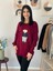 Kadın Teddy Bear Bisiklet Yaka Triko Kazak (Bordo) 3
