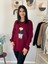 Kadın Teddy Bear Bisiklet Yaka Triko Kazak (Bordo) 4