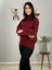 Kadın Bordo Pinterest Model Kol Yırtmaçlı Balıkçı Yaka Triko Kazak 2