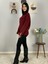 Kadın Bordo Pinterest Model Kol Yırtmaçlı Balıkçı Yaka Triko Kazak 3