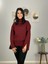 Kadın Bordo Pinterest Model Kol Yırtmaçlı Balıkçı Yaka Triko Kazak 4