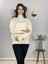 Kadın Krem Pinterest Model Kol Yırtmaçlı Balıkçı Yaka Triko Kazak 5