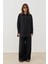 Keten Oversize Kuşaklı Gömlek - Siyah 3