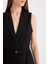 Fitted Ceket Yaka Kemerli Siyah Blazer Yelek C8849AX24AU 4