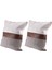 2 Set Çiftlik Evi Dekor Şerit Patchwork Keten Atmak Yastık Kılıfı, Modern Tan Suni Deri Yastık Kılıfı 18X18 Inç (Yurt Dışından) 3
