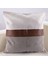 2 Set Çiftlik Evi Dekor Şerit Patchwork Keten Atmak Yastık Kılıfı, Modern Tan Suni Deri Yastık Kılıfı 18X18 Inç (Yurt Dışından) 4