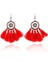 Vintage Boho Etnik Yuvarlak Dangle Bildirimi Fringe Damla Küpe Kadınlar Için Düğün Parti Yıldönümü Takı Süsler Kırmızı + Bronz (Yurt Dışından) 1