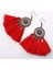 Vintage Boho Etnik Yuvarlak Dangle Bildirimi Fringe Damla Küpe Kadınlar Için Düğün Parti Yıldönümü Takı Süsler Kırmızı + Bronz (Yurt Dışından) 4