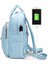 Kadın USB Şarjlı Sırt Çantası, Saf Renk, Çok Yönlü, Eğlence Seyahati, Su Geçirmez Sırt Çantası, Kız Çocuk Okul Çantası Açık Mavi (Yurt Dışından) 3