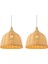 2x Rattan Lamba Kolye Işık Vintage Asılı Abajur Şapkası E27 Oturma Odası Yemek Odası Dekor Cafe Restaurant Hanglamp (Xxs) (Yurt Dışından) 1