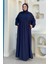 Şallı Kruvaze Namaz Elbisesi 6027 Lacivert 3