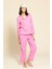 3'lü Organik Beyaz Biyeli Pembe Pijama Takımı 5