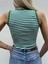 Kadın Yeşil/beyaz Çizgili Fitilli Halter Yaka Crop Top 3