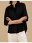 Kadın Siyah Comfort Fit Saten Gömlek 50262890-VR046 6