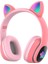 L400 Kedi Kulak Şekli Solunum Işığı Bluetooth Kulaklık Kablosuz Kulaklık-Pembe (Yurt Dışından) 1
