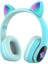 L400 Kedi Kulak Şekli Solunum Işığı Bluetooth Kulaklık Kablosuz Kulaklık-Mavi (Yurt Dışından) 1