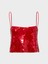 Ip Askılı Pullu Crop Bluz - Kırmızı 1