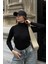 Siyah Balıkçı Yaka Slim Fit Boğazlı Triko Bluz 1