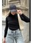 Siyah Balıkçı Yaka Slim Fit Boğazlı Triko Bluz 2