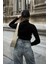 Siyah Balıkçı Yaka Slim Fit Boğazlı Triko Bluz 5