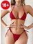 - Sevimli Dantel Renk Eşleştirme Ayrı Sütyen Üç Noktalı Tarzı Bikini Kadın Seti 1