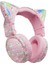 VJ371 Graffiti Rgb Kedi Kulak Bluetooth Kulaklık Ayrılabilir Mikrofon Stereo Müzik Kablosuz Kulaklık-Pembe (Yurt Dışından) 1