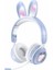 Ke-01 Sevimli Tavşan Kulak Katlanabilir Kulaklık Stereo Müzik Mikrofonlu Kablosuz Bluetooth Kulaklık-Mavi (Yurt Dışından) 1