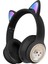 Akz-01 Sevimli Kedi Kulak Çocuk Bluetooth Kulaklık Stereo Müzik Renkli Açık-Siyah ile Başa Monte Kulaklık (Yurt Dışından) 1