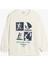 Slogan Baskılı Bisiklet Yaka Uzun Kollu Oversize Sweatshirt 1