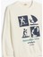 Slogan Baskılı Bisiklet Yaka Uzun Kollu Oversize Sweatshirt 3