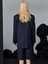 Çizgili Oversize Kesim Ceket - Lacivert 3