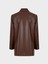 Oversize Kruvaze Kesim Deri Ceket - Kahve 2