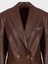 Oversize Kruvaze Kesim Deri Ceket - Kahve 3
