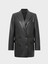Oversize Kruvaze Kesim Deri Ceket - Siyah 1
