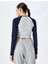 Uzun Reglan Kol Slim Fit Kolej Baskılı Büzgülü Asimetrik Crop Tişört 4