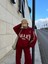 Üç Iplik Yakalı Sweat Baggy Pantalonlu Takım - Bordo 1