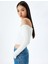 Omzu Açık Madonna Yaka Slim Fit Crop Uzun Kollu Tişört 1